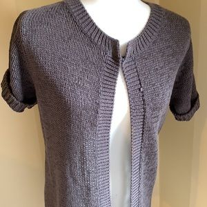 Ladies, gray short sleeve knit cardigan